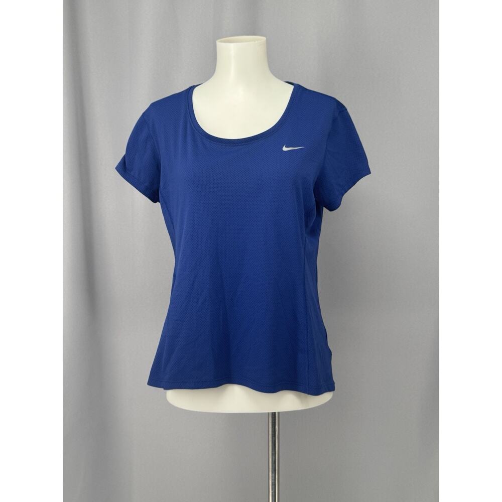 Nike Shirt Womens Medium Cobalt Blue Dri Fit Short Sleeve Reflectors Running